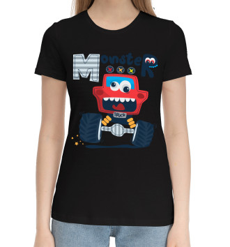 Женская Хлопковая футболка Monster truck