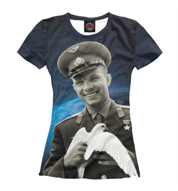 Футболка Гагарин с голубем мира для девочек 