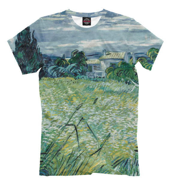 Футболка Ван Гог. Зеленое пшеничное поле с кипарисом для мальчиков 