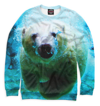 Свитшот для девочек Белый медведь под водой