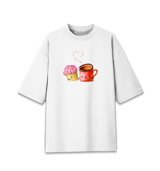 Хлопковая футболка оверсайз Мороженка и кофе