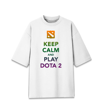 Хлопковая футболка оверсайз Keep calm and play dota 2
