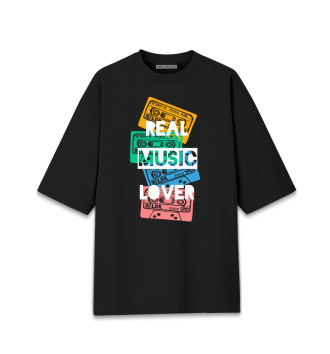 Мужская Хлопковая футболка оверсайз Real music lover