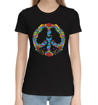 Женская Хлопковая футболка Символ Хиппи