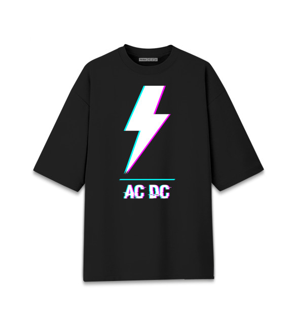Женская Хлопковая футболка оверсайз AC DC Glitch Rock