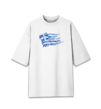 Мужская Хлопковая футболка оверсайз Греческий флаг Splash