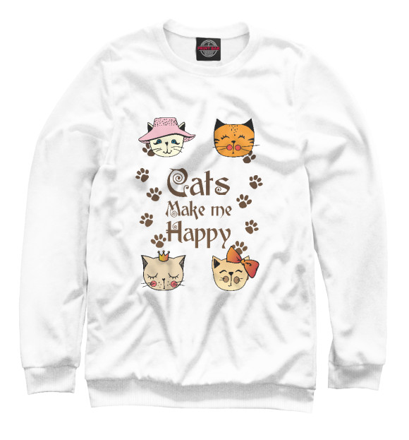Свитшот Cats Make me Happy для девочек 