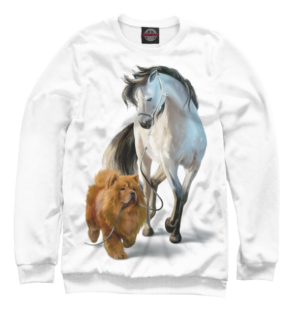 Свитшот Чау-чау и белый конь для девочек 