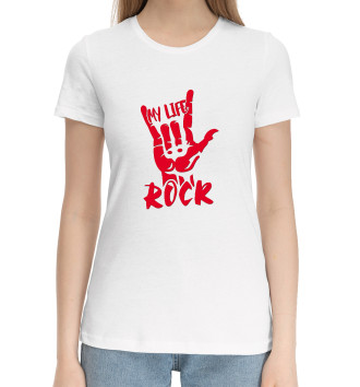 Женская Хлопковая футболка My Life Is Rock