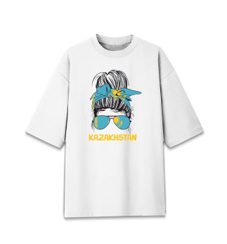 Мужская Хлопковая футболка оверсайз Kazakhstan Girl