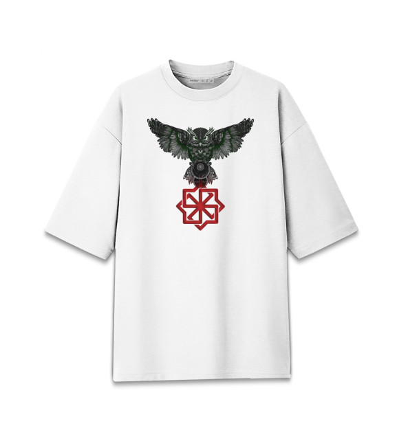 Мужская Хлопковая футболка оверсайз Сова с символом Молвинец