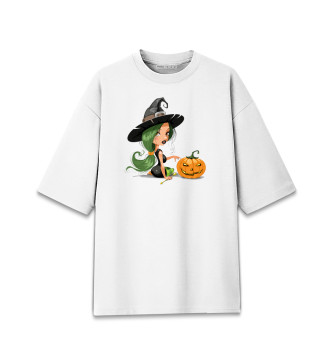 Мужская Хлопковая футболка оверсайз Girl with pumpkin