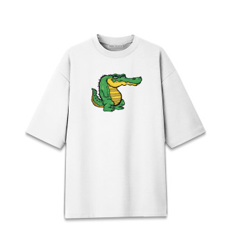 Женская Хлопковая футболка оверсайз Крокодил недовольный