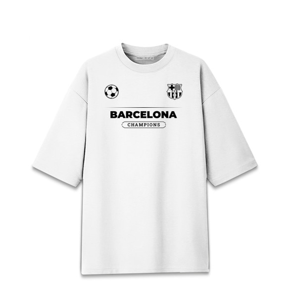 Мужская Хлопковая футболка оверсайз Barcelona Униформа Чемпионов
