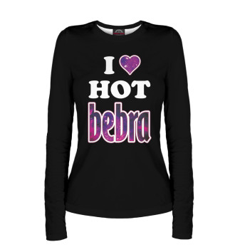 Лонгслив I Love Hot Bebra на чёрном фоне