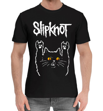 Мужская Хлопковая футболка Slipknot Rock Cat