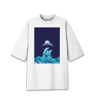 Хлопковая футболка оверсайз Дельфины