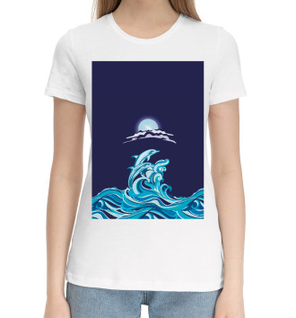 Хлопковая футболка Дельфины