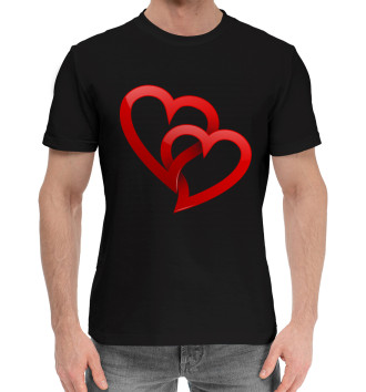 Мужская Хлопковая футболка Сердца