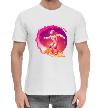 Мужская Хлопковая футболка Космический серфинг