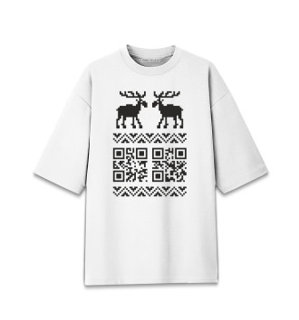 Женская Хлопковая футболка оверсайз QR-Deer