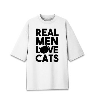 Мужская Хлопковая футболка оверсайз Love Cats