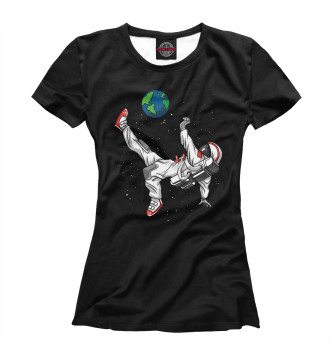 Женская Футболка Space Astronaut Soccer