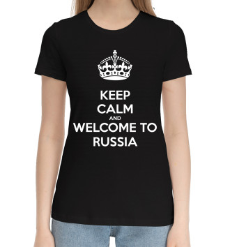 Женская Хлопковая футболка Welcome to Russia
