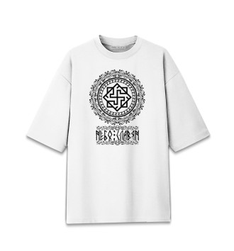 Женская Хлопковая футболка оверсайз Валькирия (Небо Славян)