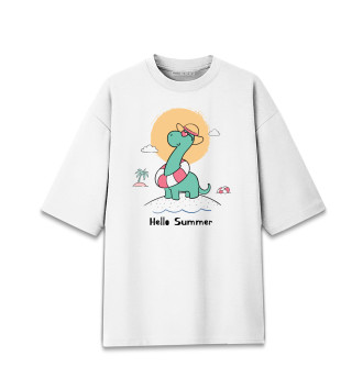Женская Хлопковая футболка оверсайз Динозавры