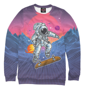 Свитшот для мальчиков Космонавт прыгает на скейте