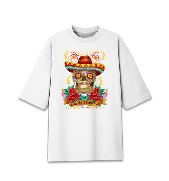 Женская Хлопковая футболка оверсайз Dia de Muertos
