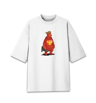 Хлопковая футболка оверсайз Медведь с балалайкой
