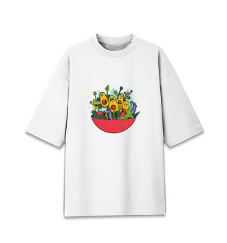 Мужская Хлопковая футболка оверсайз Авокадо против салата