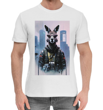 Мужская Хлопковая футболка Cool kangaroo - neural network