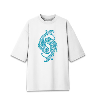 Мужская Хлопковая футболка оверсайз Зодиак - Рыбы