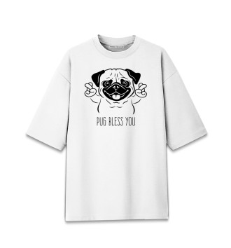 Хлопковая футболка оверсайз Pug bless you
