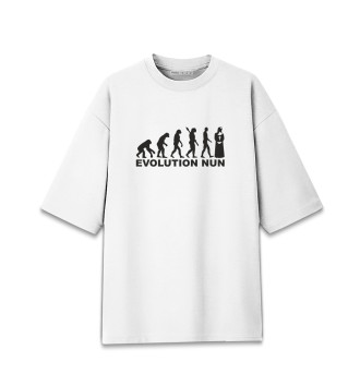 Женская Хлопковая футболка оверсайз Эволюция монашки