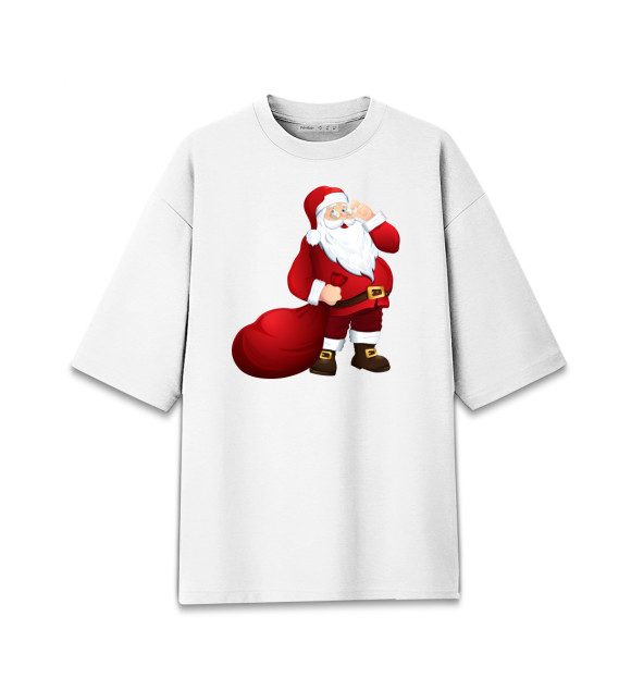 Женская Хлопковая футболка оверсайз Дед Мороз