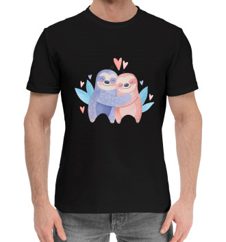 Мужская Хлопковая футболка Влюблённые ленивцы