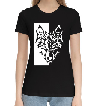 Хлопковая футболка Волк (чёрно-белый)