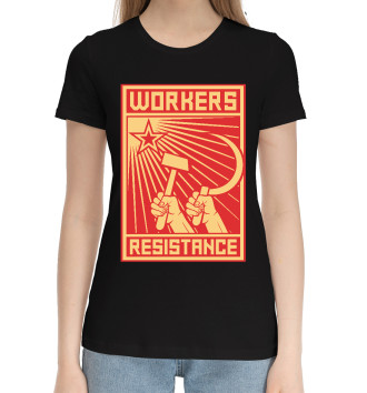 Женская Хлопковая футболка Рабочее сопротивление