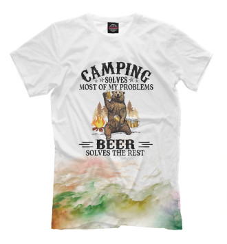Мужская Футболка Camping Solves Most Of Beer