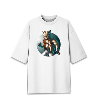 Мужская Хлопковая футболка оверсайз Cat Fighter