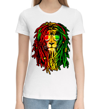 Женская Хлопковая футболка Ямайский лев