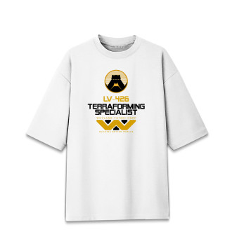 Хлопковая футболка оверсайз Weyland-Yutani