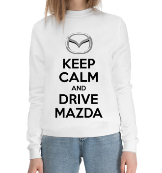 Женский Хлопковый свитшот Будь спок и води Mazda