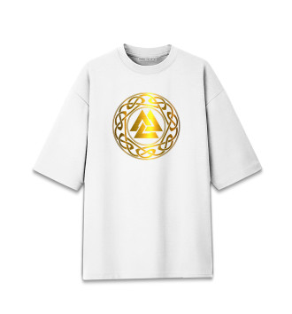 Хлопковая футболка оверсайз Валькнут символ бога Одина