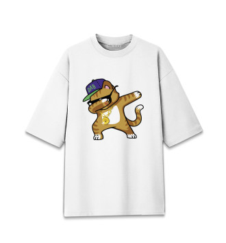 Женская Хлопковая футболка оверсайз Cat dab