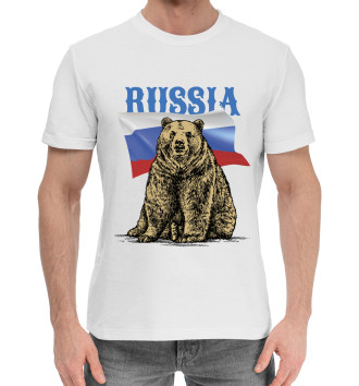 Мужская Хлопковая футболка Russian bear
